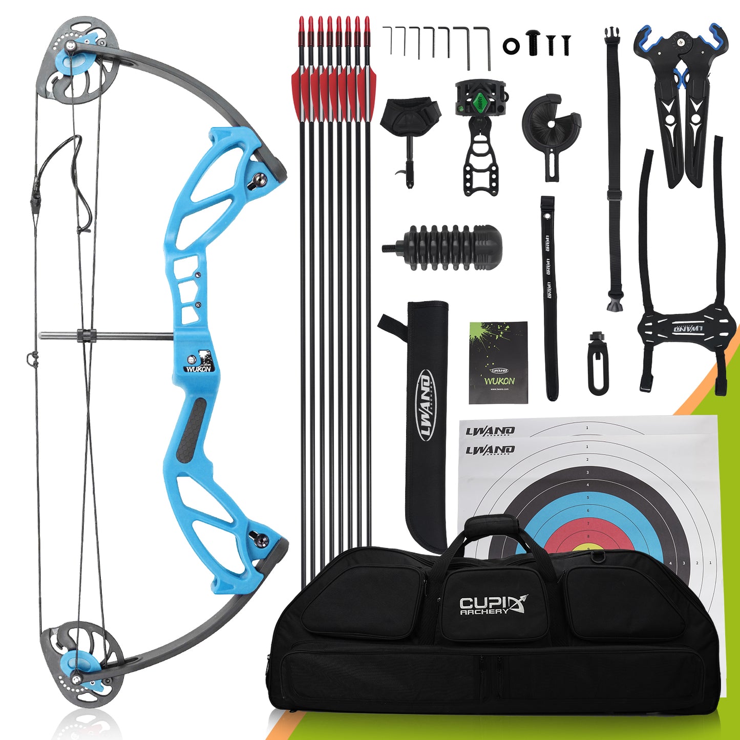 Compound Bow Archery Sets for Youth & Kids,Beginners, Right Hand Compound Bows, Draw Length 18"-27",15-30 lbs Draw Weight, 260fps, Hunting Bow Archery Arrows Set (Blue)