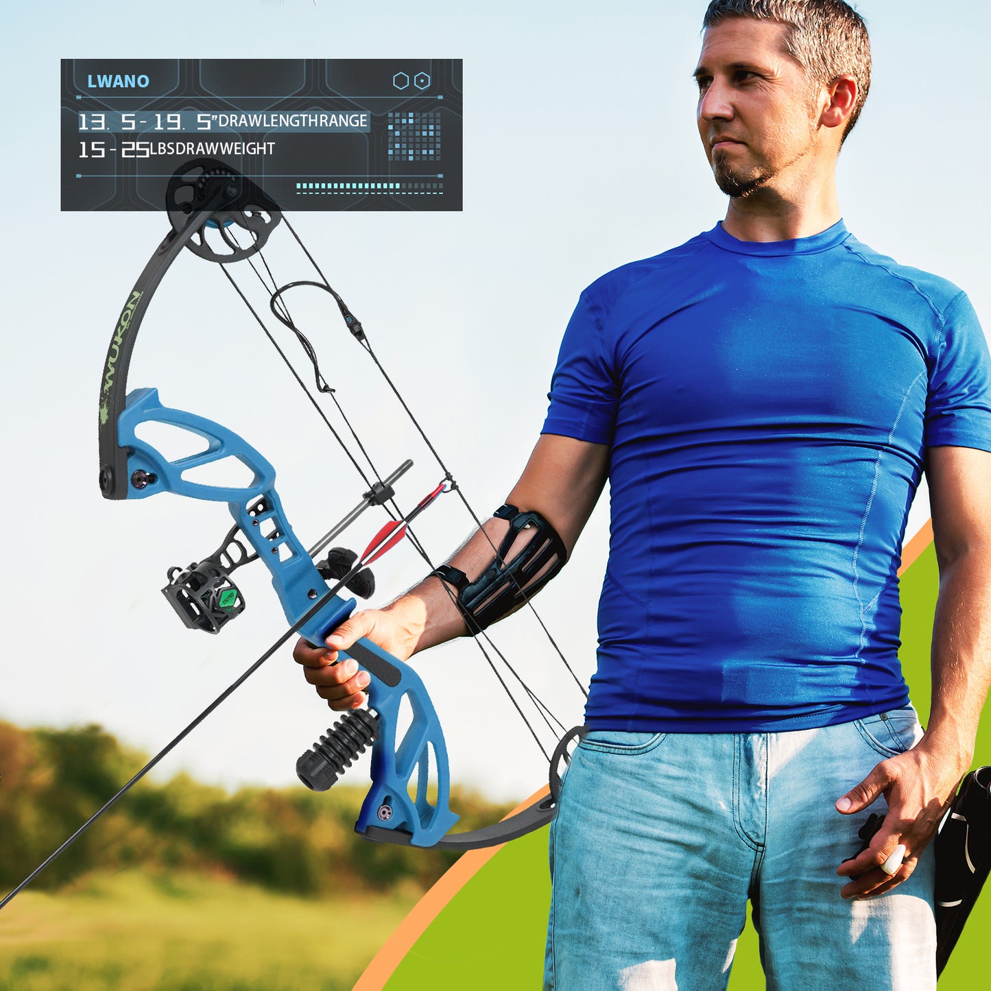 Compound Bow Archery Sets for Youth & Kids,Beginners, Right Hand Compound Bows, Draw Length 18"-27",15-30 lbs Draw Weight, 260fps, Hunting Bow Archery Arrows Set (Blue)