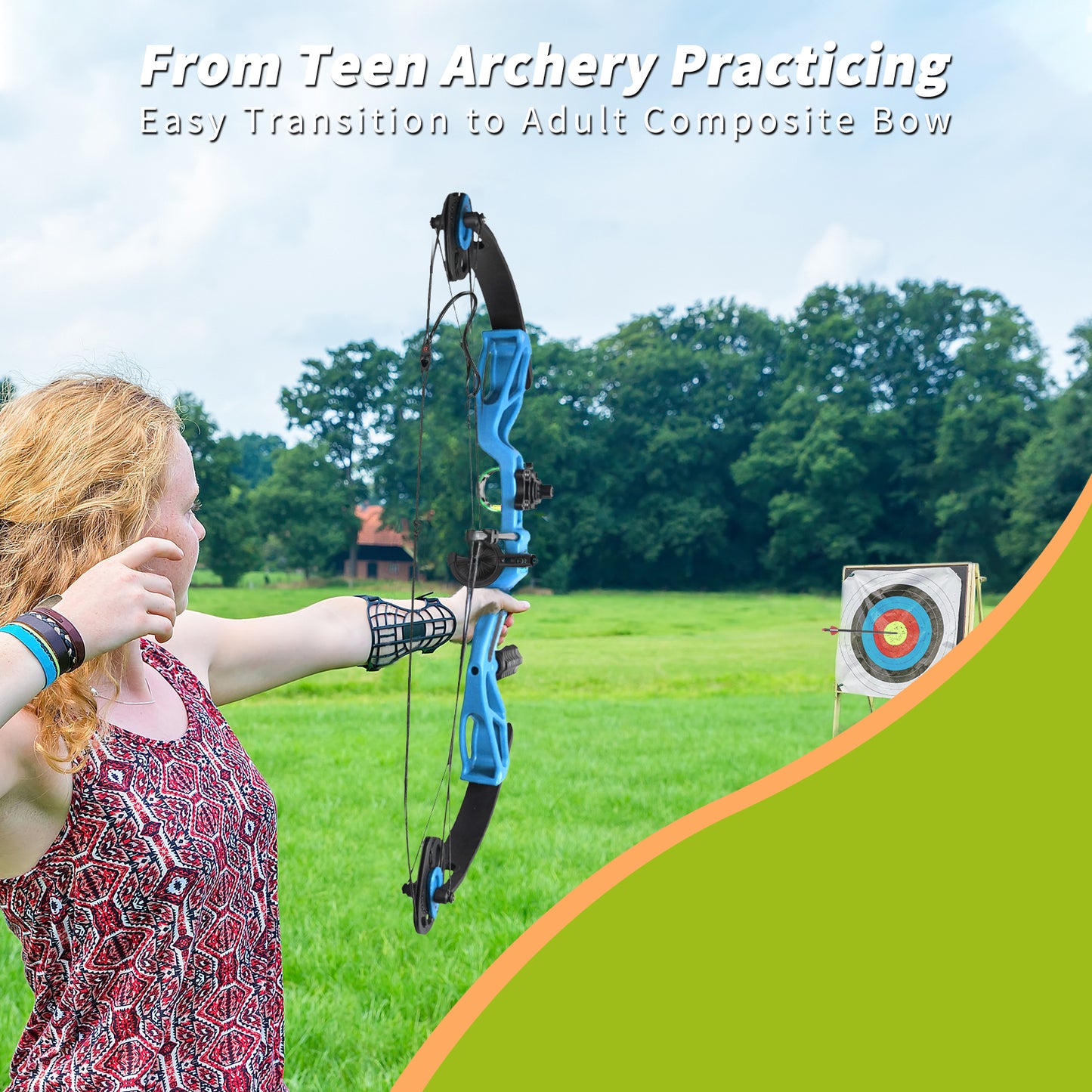 Compound Bow Archery Sets for Youth & Kids,Beginners, Right Hand Compound Bows, Draw Length 18"-27",15-30 lbs Draw Weight, 260fps, Hunting Bow Archery Arrows Set (Blue)