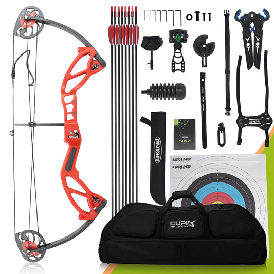 Compound Bow Archery Sets for Youth & Kids,Beginners, Right Hand Compound Bows, Draw Length 18"-27",15-30 lbs Draw Weight, 260fps, Hunting Bow Archery Arrows Set (Red)