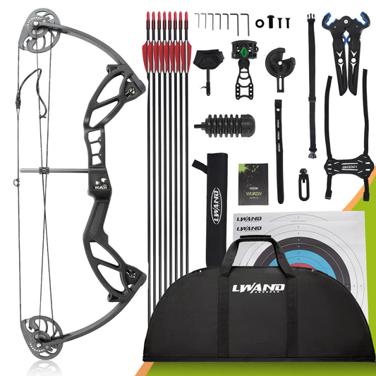 Compound Bow Archery Sets for Youth & Kids,Beginners, Right Hand Compound Bows, Draw Length 18"-27",15-30 lbs Draw Weight, 260fps, Hunting Bow Archery Arrows Set (Black)